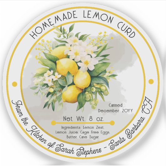 Sticker Bouquet de citron curd fait maison (Devant)