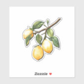 Sticker Bouquet de citron jaune sur une tige (Feuille)