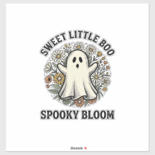 Sticker Bouquet de fantôme floral vintage mignon Boo Hallo