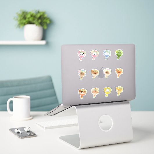 Sticker Bouquet de fleurs animales (Ordinateur portable sur le bureau)