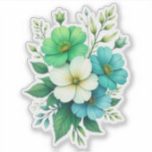 Sticker Bouquet de fleurs blanches bleues-57453 (Devant)
