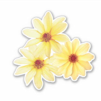 Sticker Bouquet de fleurs dahlia aquarelle jaune