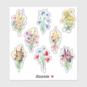 Sticker Bouquet de fleurs d'aquarelle Jardin Thème (Feuille)