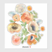 Sticker Bouquet de fleurs de printemps orange (Feuille)