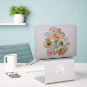Sticker Bouquet de fleurs de printemps orange (Ordinateur portable sur le bureau)