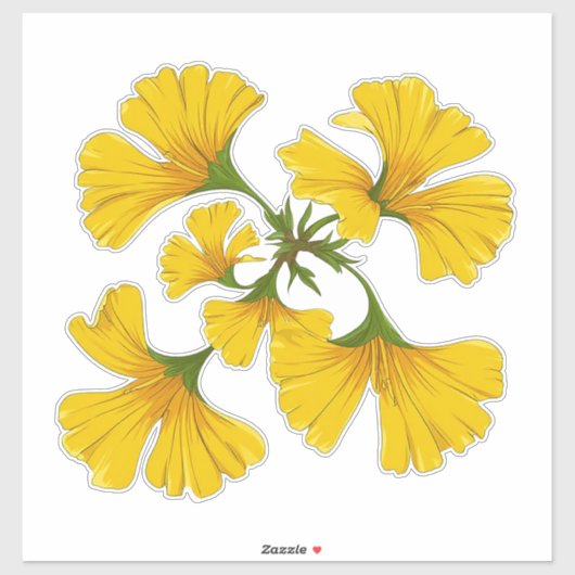 Sticker Bouquet de fleurs jaune vif (Feuille)