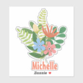 Sticker Bouquet de fleurs mixtes Pastel modèle (Feuille)