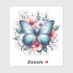 Sticker Bouquet de fleurs papillon vibrant Art-96283
