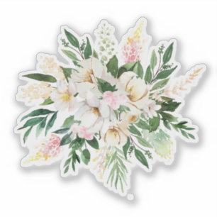 Sticker Bouquet de fleurs rose et blanc pastel