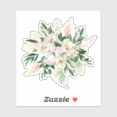 Sticker Bouquet de fleurs rose et blanc pastel (Feuille)