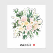 Sticker Bouquet de fleurs rose pâle et blanc (Feuille)
