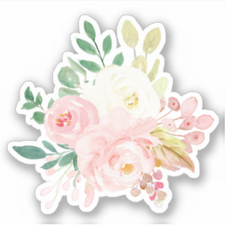 Sticker Bouquet De Fleurs Roses Et Crèmes Vierges