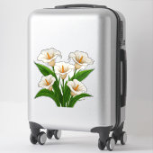 Sticker Bouquet de lys calla blancs avec des feuilles vert (Sur valise)