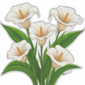 Sticker Bouquet de lys calla blancs avec des feuilles vert (Devant)