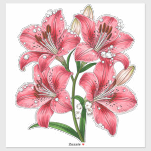 Sticker Bouquet de lys rose