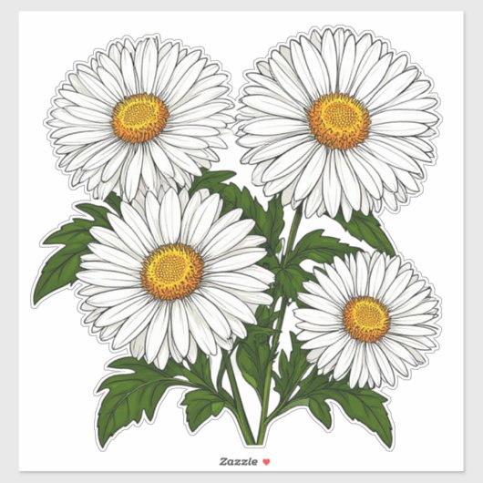 Sticker Bouquet de pâquerettes blanches (Feuille)