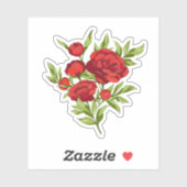 Sticker Bouquet de pivoines rouges (Feuille)