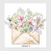Sticker Bouquet de posy de fleurs sauvages d'aquarelle en  (Feuille)