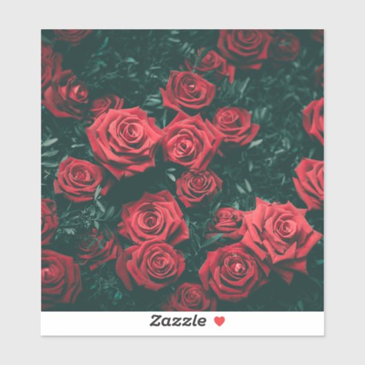 Sticker Bouquet de roses rouges (Feuille)