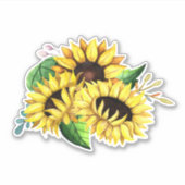 Sticker Bouquet de tournesol jaune en aquarelle (Devant)