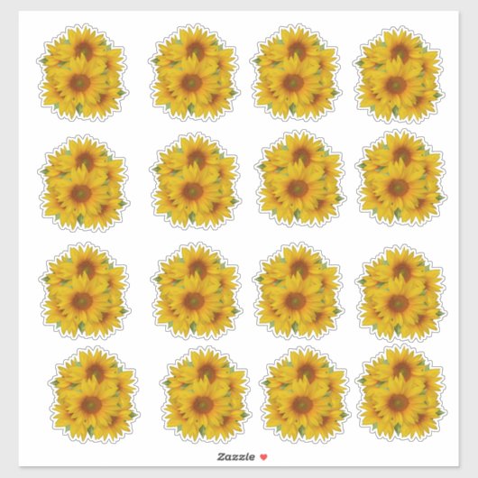 Sticker Bouquet de tournesols joyeux (Feuille)