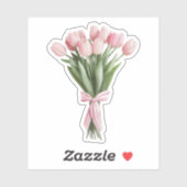 Sticker Bouquet de tulipes roses (Feuille)