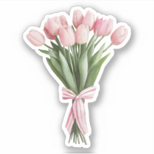 Sticker Bouquet de tulipes roses