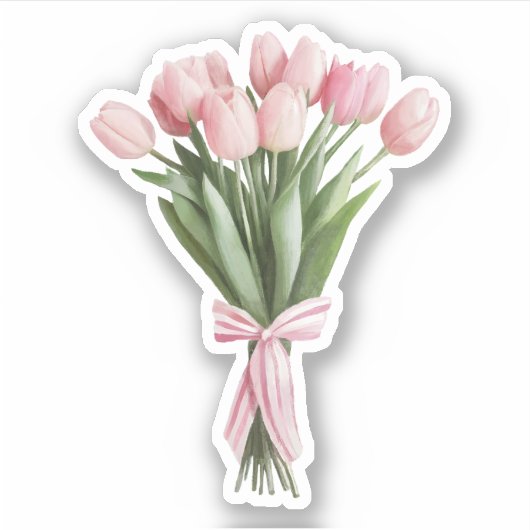 Sticker Bouquet de tulipes roses (Devant)