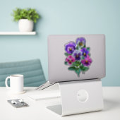 Sticker Bouquet de Violets Pansy Flower (Ordinateur portable sur le bureau)