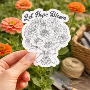 Sticker Bouquet de zinnias « Que l'espoir fleurisse » flor