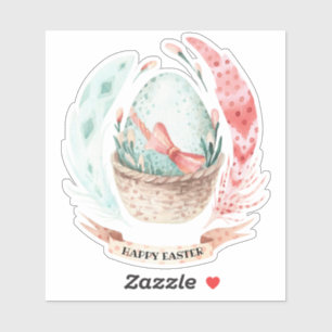 Sticker Bouquet d'oeufs et de plumes de Pâques