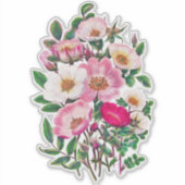 Sticker Bouquet Fleurs Roses sauvages roses et blanches (Devant)