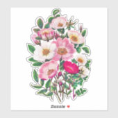 Sticker Bouquet Fleurs Roses sauvages roses et blanches (Feuille)