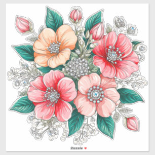 Sticker Bouquet Floral Coloré