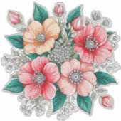 Sticker Bouquet floral coloré (Devant)
