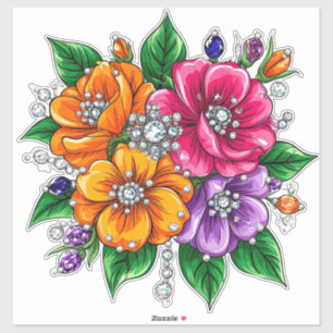 Sticker Bouquet floral coloré
