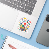 Sticker Bouquet Floral mexicain (Ordinateur portable avec iPhone)
