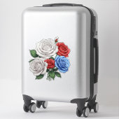 Sticker Bouquet of White, Red, and Blue Roses (Sur valise)