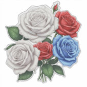 Sticker Bouquet of White, Red, and Blue Roses (Devant)