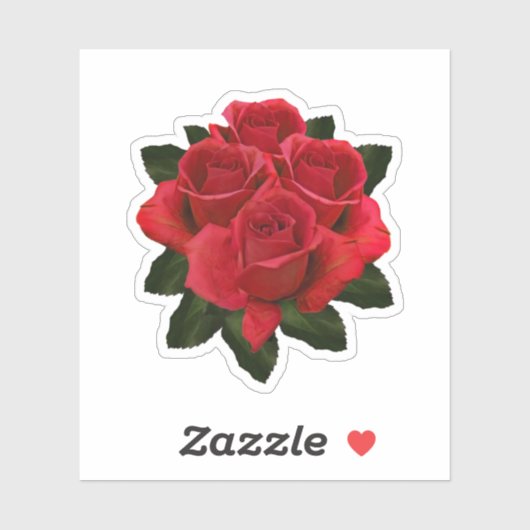Sticker Bouquet Rose rouge (Feuille)