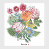 Sticker Bouquet Tulips Peony Flowers (Feuille)