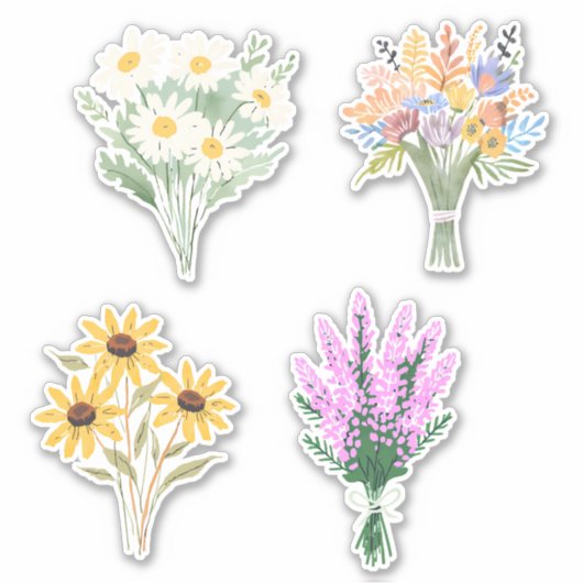 Sticker Bouquets de fleurs d'aquarelle étanche (Devant)