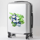Sticker Bouquets de fleurs de soie bleue, violette et blan (Sur valise)