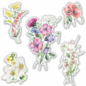 Sticker Bouquets de Fleurs sauvages couleur aquarelle (Devant)