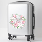 Sticker Bourgogne Pink Country Rose Floral 80e anniversair (Sur valise)