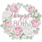 Sticker Bourgogne Pink Country Rose Floral 80e anniversair (Devant)