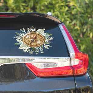 Sticker Boussole de feuillage à l'aquarelle