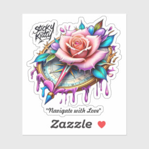 Sticker "Boussole gracieuse avec Rose"
