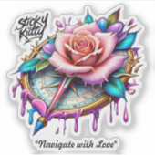 Sticker "Boussole gracieuse avec Rose" (Devant)