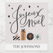 Sticker bouteille cadeau de Noël Joyeux Noel (Étiquettes simples)